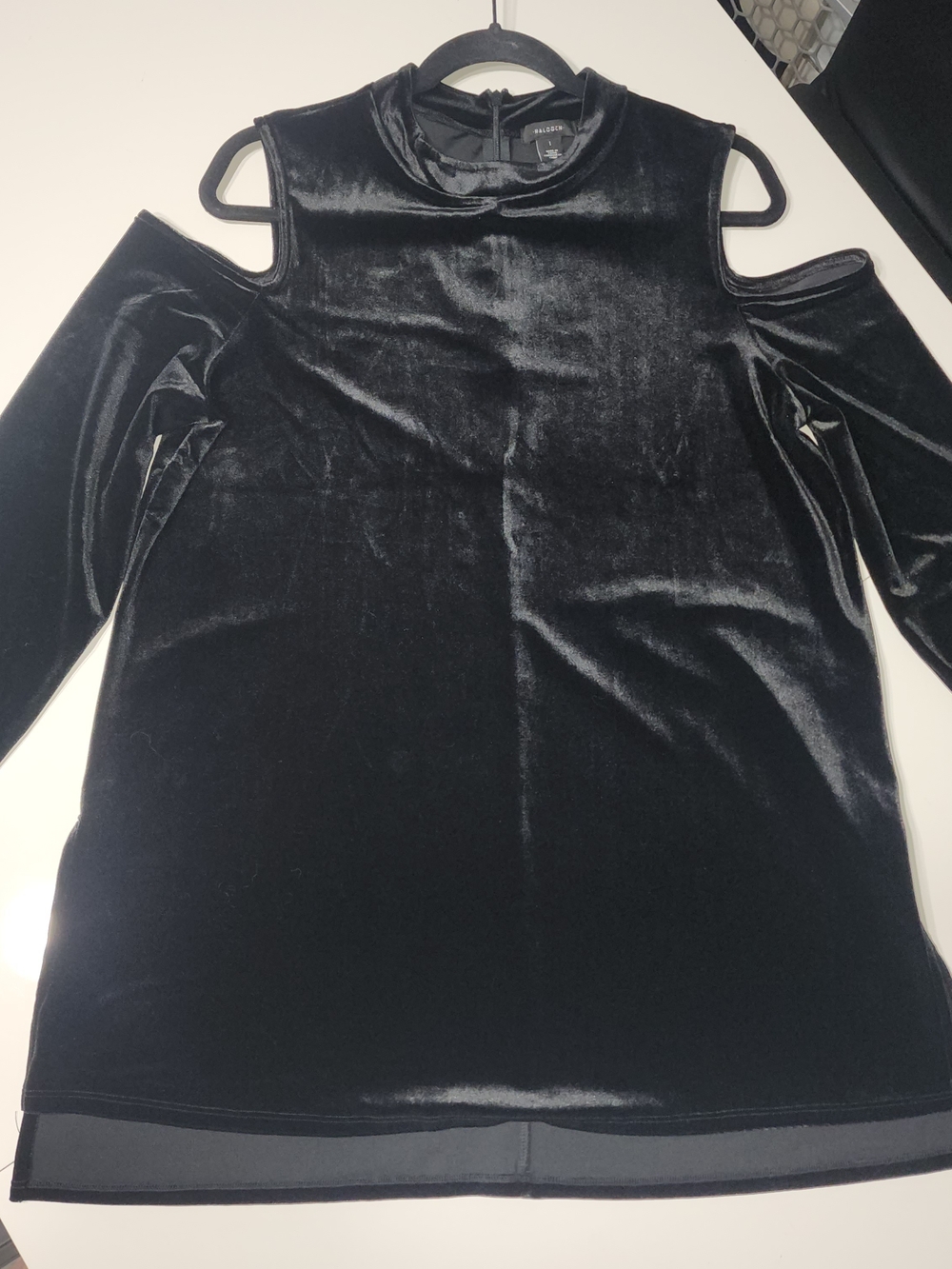 Halogen Black Velvet Dress with High Neck- Goth Whimsygoth Minimalist